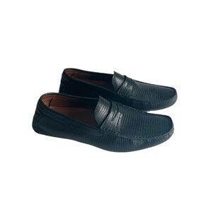 Men’s Aquatalia Black Leather Driver Loafers Rubber Outsole size 11